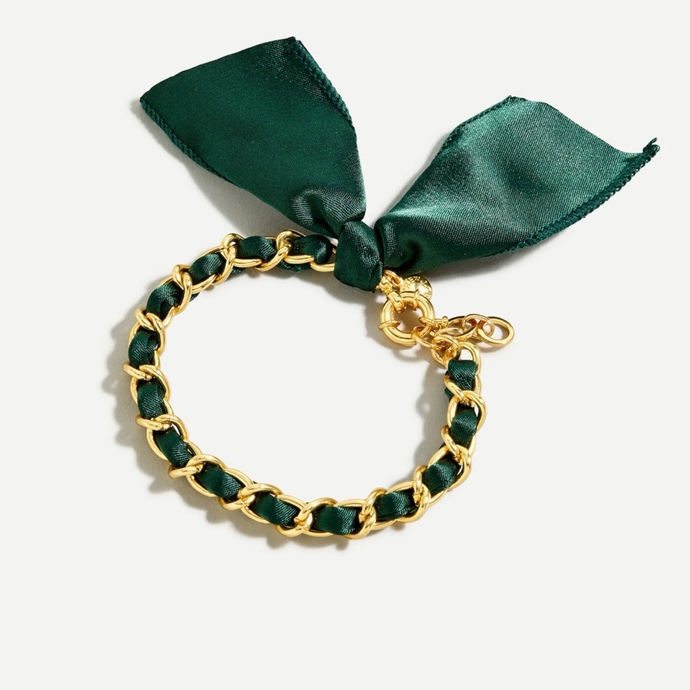 J. Crew Fabric chain bracelet in Dark Clover